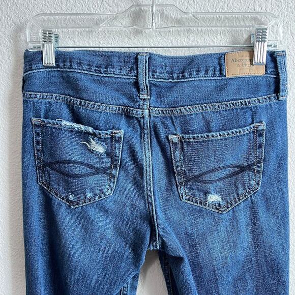 Abercrombie & Fitch Crop Boyfriend Jeans Women's 0/25 Mid Rise Distressed Cotton - Picture 4 of 7